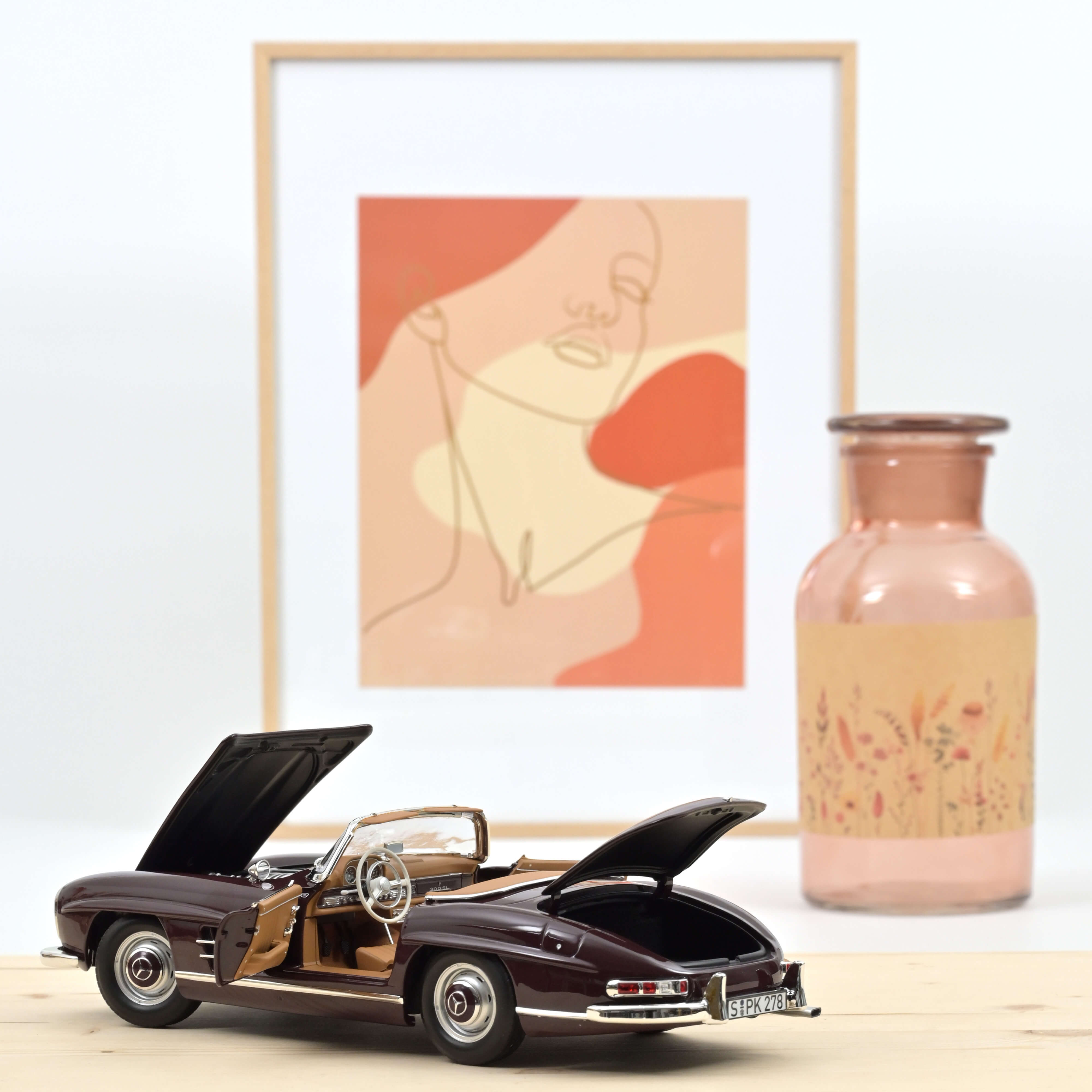 norev-mercedes-benz-300-sl-roadster-1957-rosso-1-18-modellino-classico-cabrio image 3