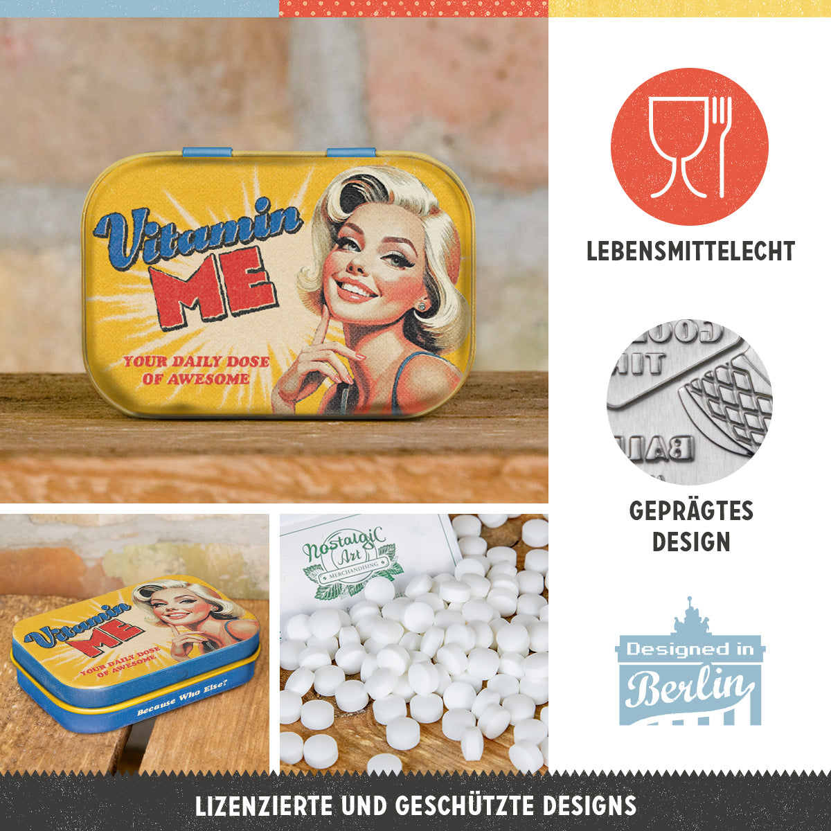 nostalgic-art-vitamin-me-say-it-50s-scatola-di-latta-con-mentine-6x4-cm image 2