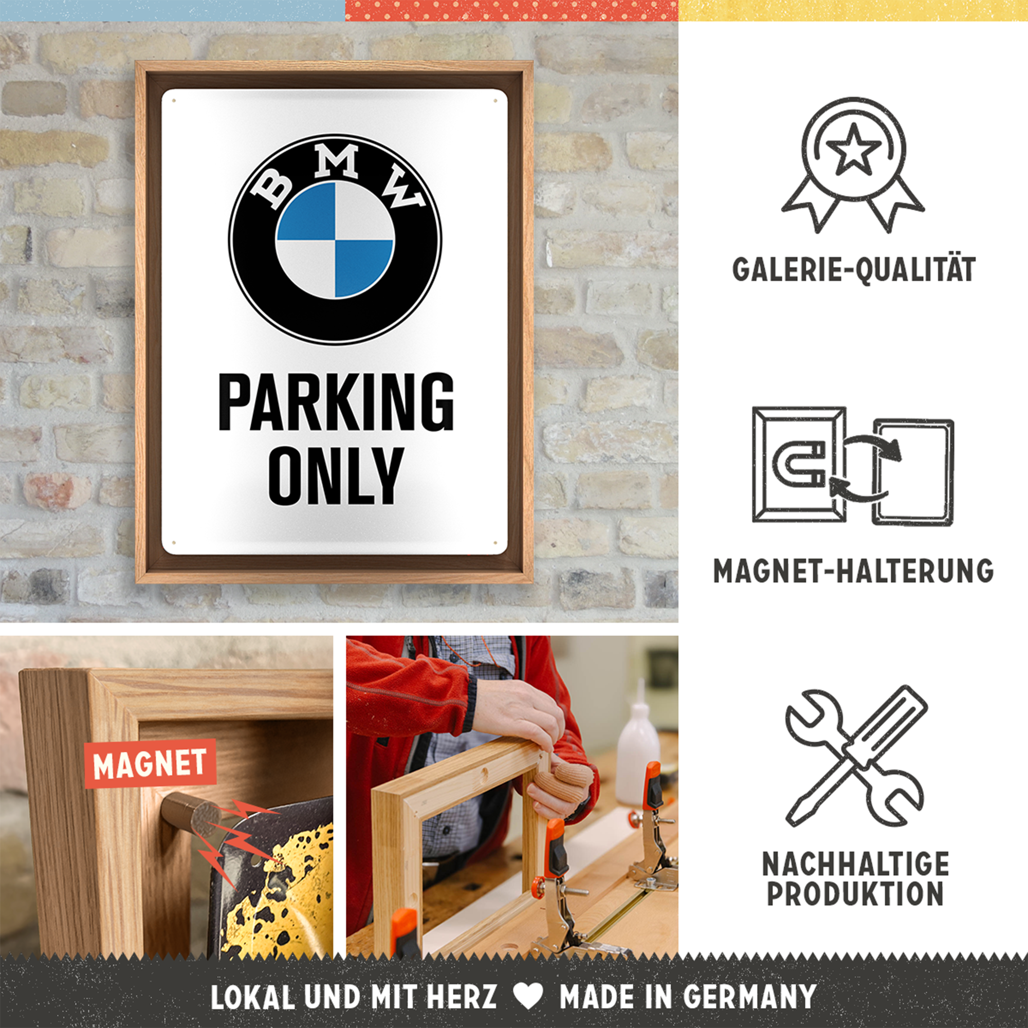nostalgic-art-bmw-parking-only-white-insegna-n-frame-l-33-5x44-cm image 4