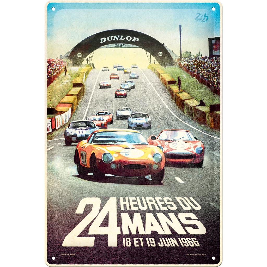 nostalgic-art-24h-le-mans-racing-poster-1966-targa-in-metallo-20x30-cm-2 image 1