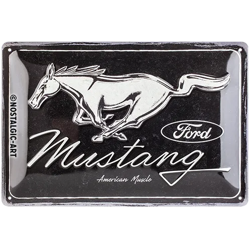 nostalgic-art-ford-mustang-horse-logo-black-targa-in-metallo-20x30-cm-2 image 1