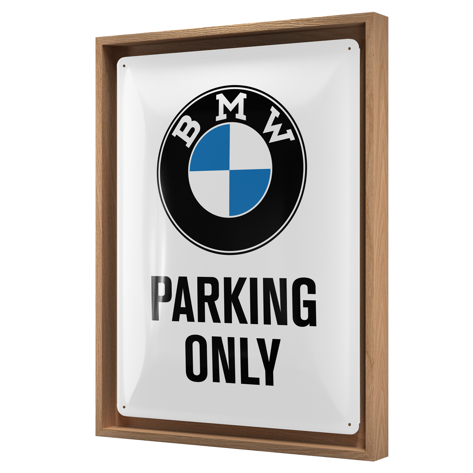 nostalgic-art-bmw-parking-only-white-insegna-n-frame-l-33-5x44-cm image 1