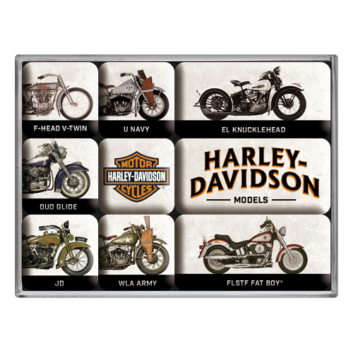 nostalgic-art-harley-davidson-model-chart-set-magneti-7x9-cm-con-box-regalo image 1
