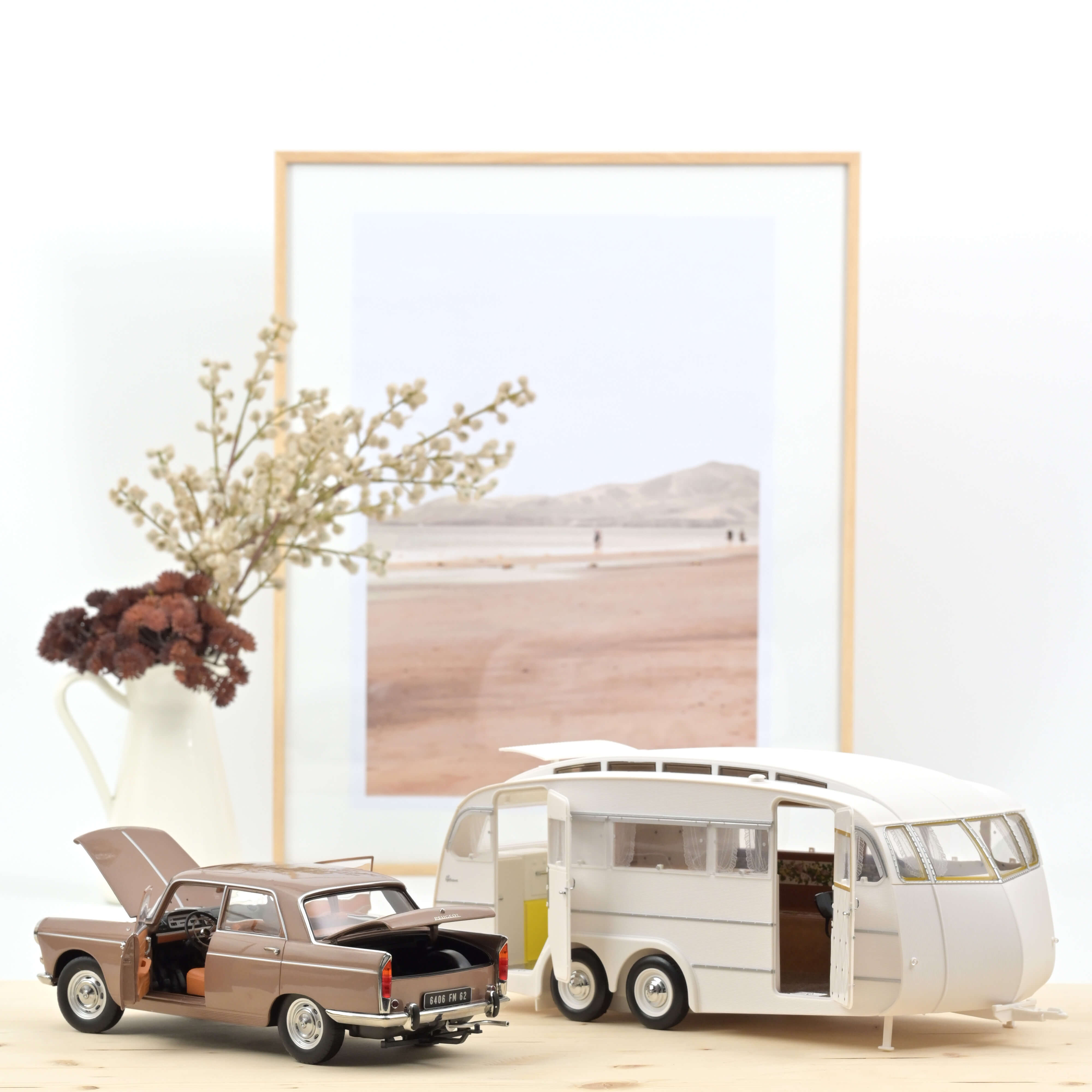 norev-peugeot-404-1965-marrone-metallizzato-con-caravane-h-non-set-modellini-1-1 image 4