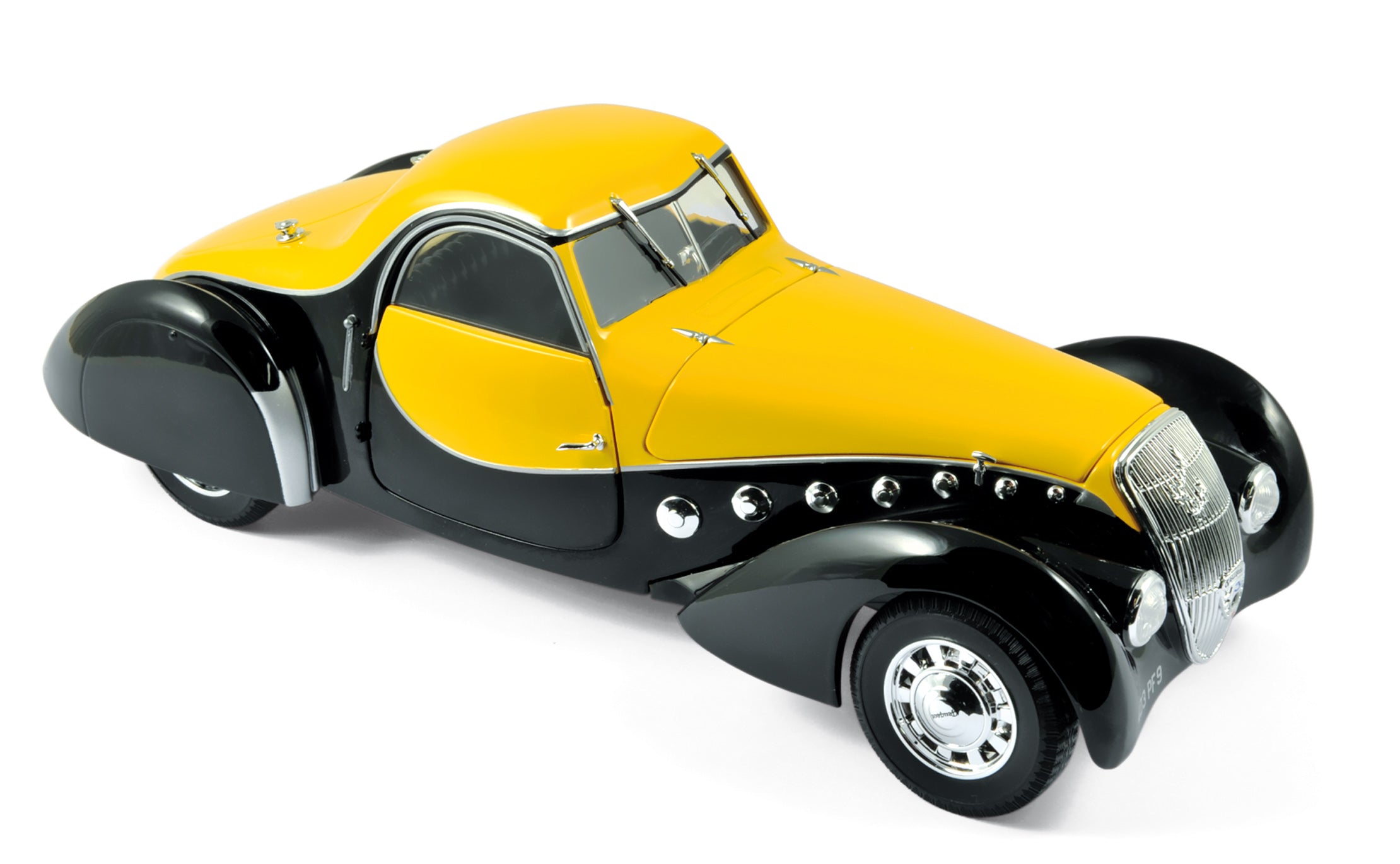 norev-peugeot-302-darl-mat-coup-1937-modellino-auto-1-18-nero-e-giallo image 1