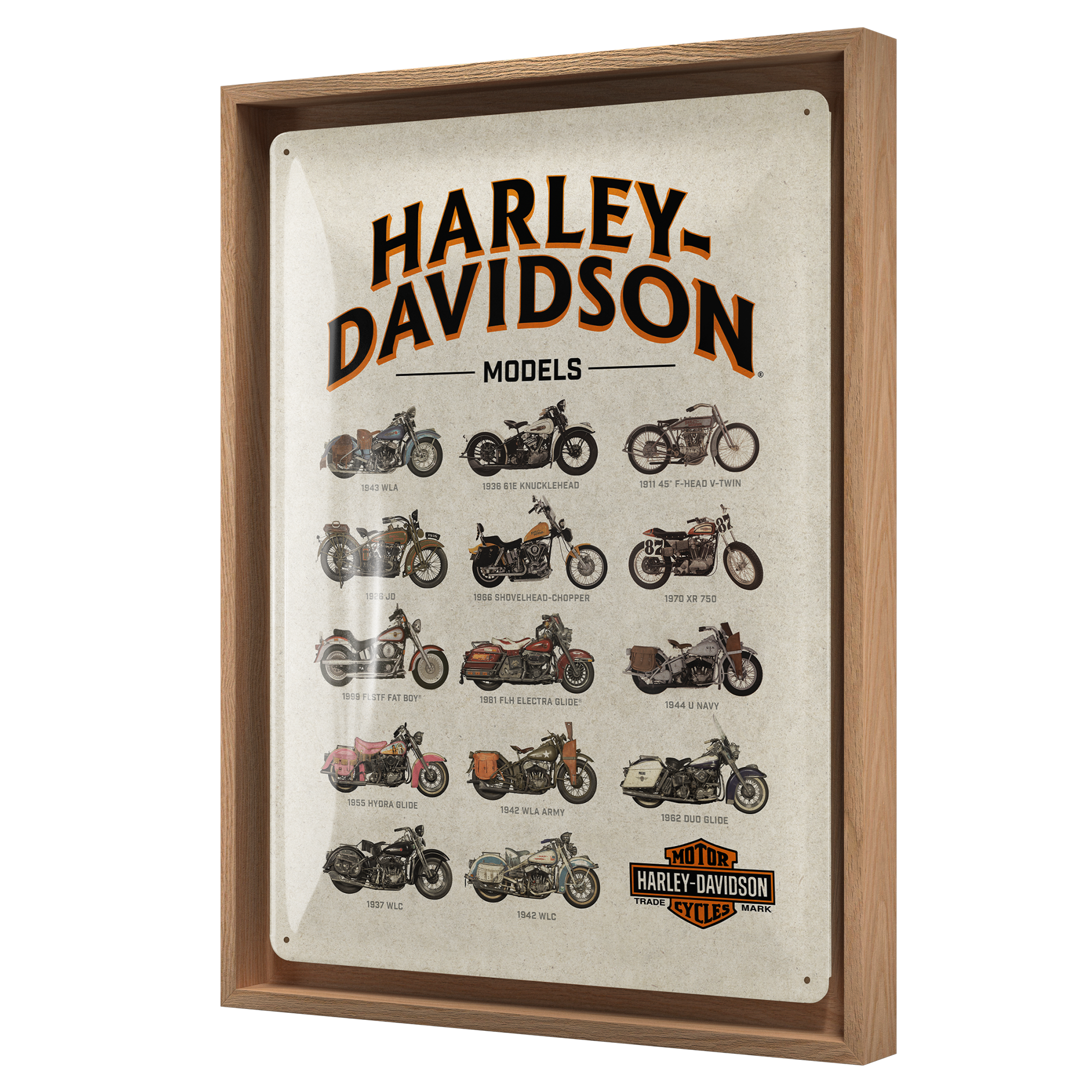 nostalgic-art-harley-davidson-model-chart-cornice-n-frame-l-33-5x44-cm image 1