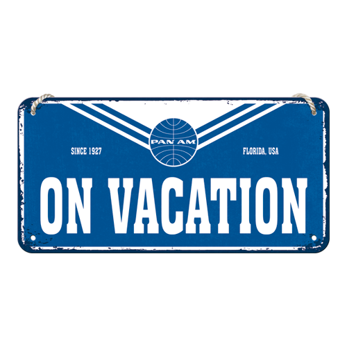 nostalgic-art-pan-am-on-vacation-insegna-in-metallo-da-appendere-10x20-cm image 1