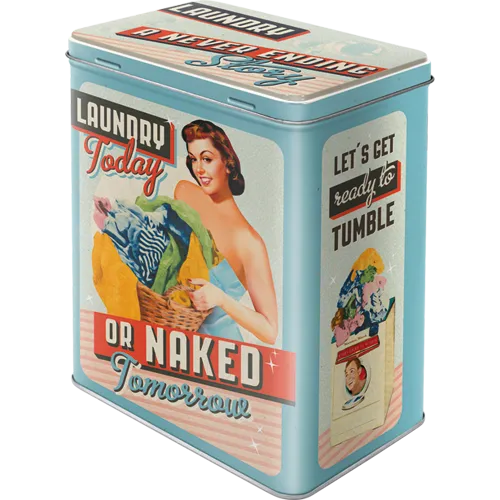 nostalgic-art-laundry-today-or-naked-tomorrow-scatola-in-metallo-l-10x14x20-cm-3 image 1