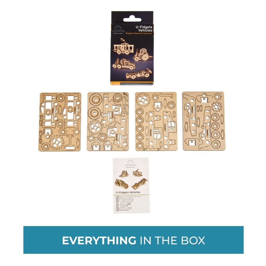 ugears-u-fidgets-vehicles-set-4-modellini-in-legno-tram-auto-da-corsa-trattore-e image 5
