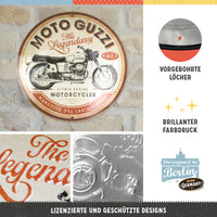nostalgic-art-moto-guzzi-the-legendary-v-twin-engine-insegna-rotonda-35-cm image 2