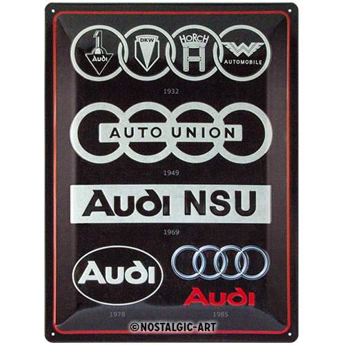 nostalgic-art-audi-logo-evolution-targa-metallo-30x40-cm image 2