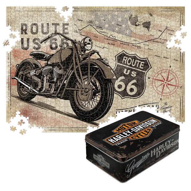 nostalgic-art-route-66-bike-map-h-d-1-puzzle-1000-pezzi-in-scatola-di-latta-con- image 1