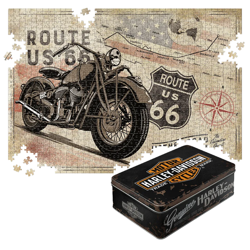 nostalgic-art-route-66-bike-map-h-d-1-puzzle-1000-pezzi-in-scatola-di-latta-con- image 1