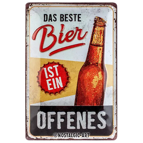 nostalgic-art-das-beste-bier-ist-ein-offenes-targa-in-metallo-20x30-cm image 1