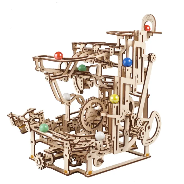 ugears-marble-run-tiered-hoist-pista-per-biglie-meccanica-in-legno image 1