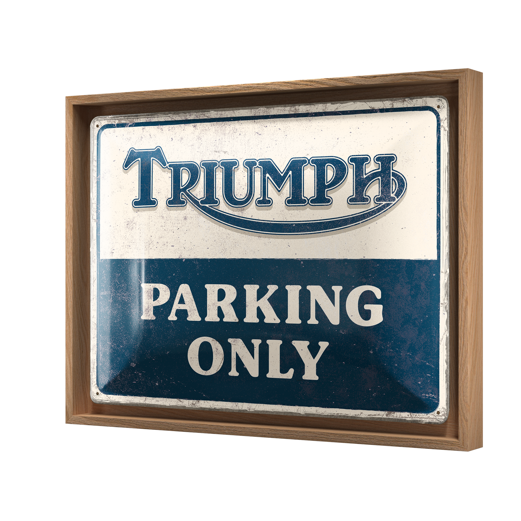 nostalgic-art-triumph-parking-only-n-frame-l-edition-cornice-in-legno-con-cartel image 1