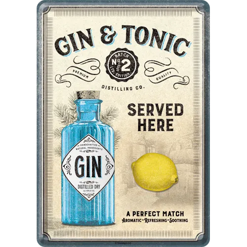 nostalgic-art-gin-tonic-served-here-metal-card-10x14-cm image 1