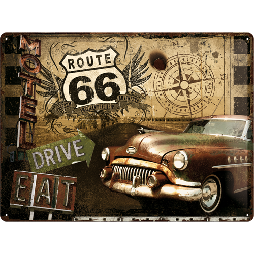 nostalgic-art-route-66-road-trip-targa-in-metallo-30x40-cm image 1