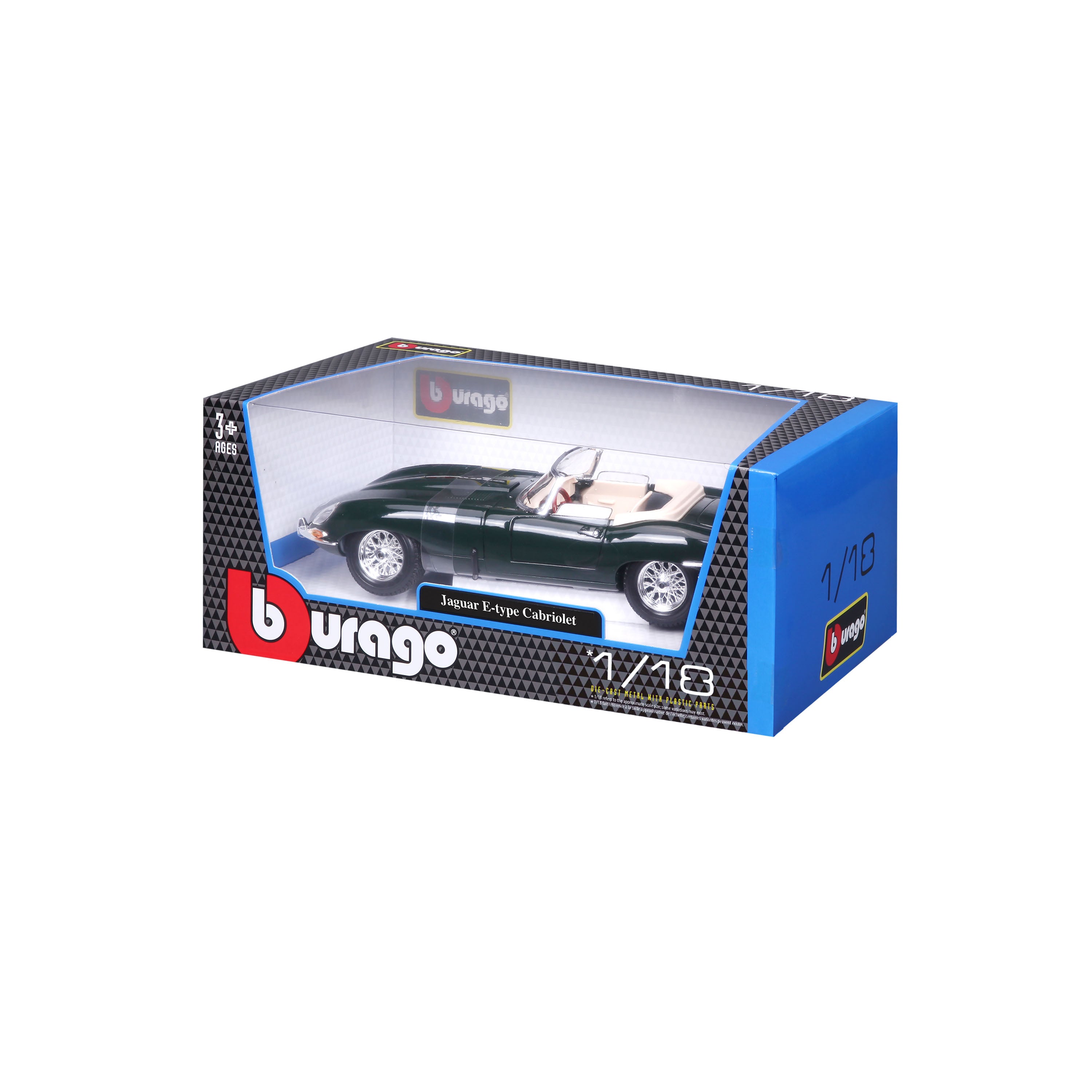 bburago-jaguar-e-type-cabriolet-1-18-verde-modellino-diecast-apribile image 8