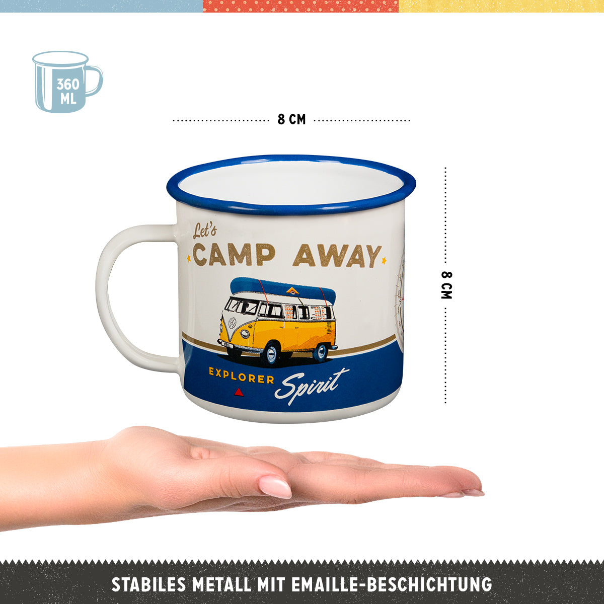 nostalgic-art-volkswagen-vw-bulli-let-s-camp-away-tazza-smaltata-360-ml image 2