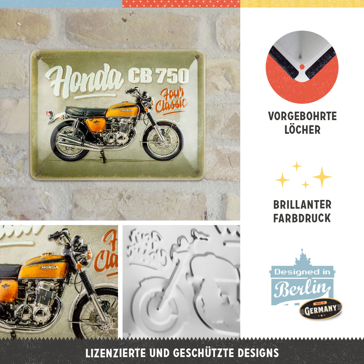 nostalgic-art-honda-cb750-four-targa-metallo-15x20-cm image 2