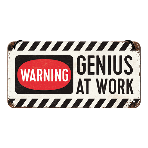 nostalgic-art-genius-at-work-targhetta-in-metallo-10x20-cm image 1