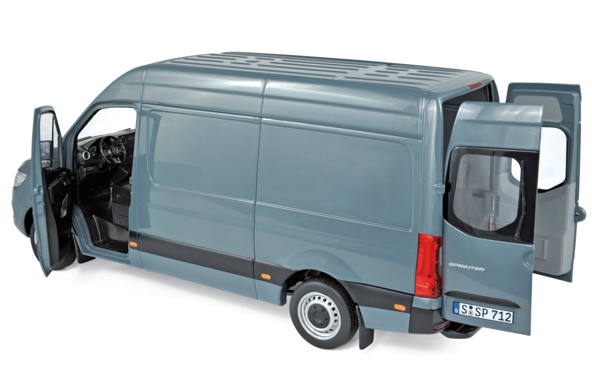 norev-mercedes-benz-sprinter-2018-modellino-1-18-blu-grigio image 1