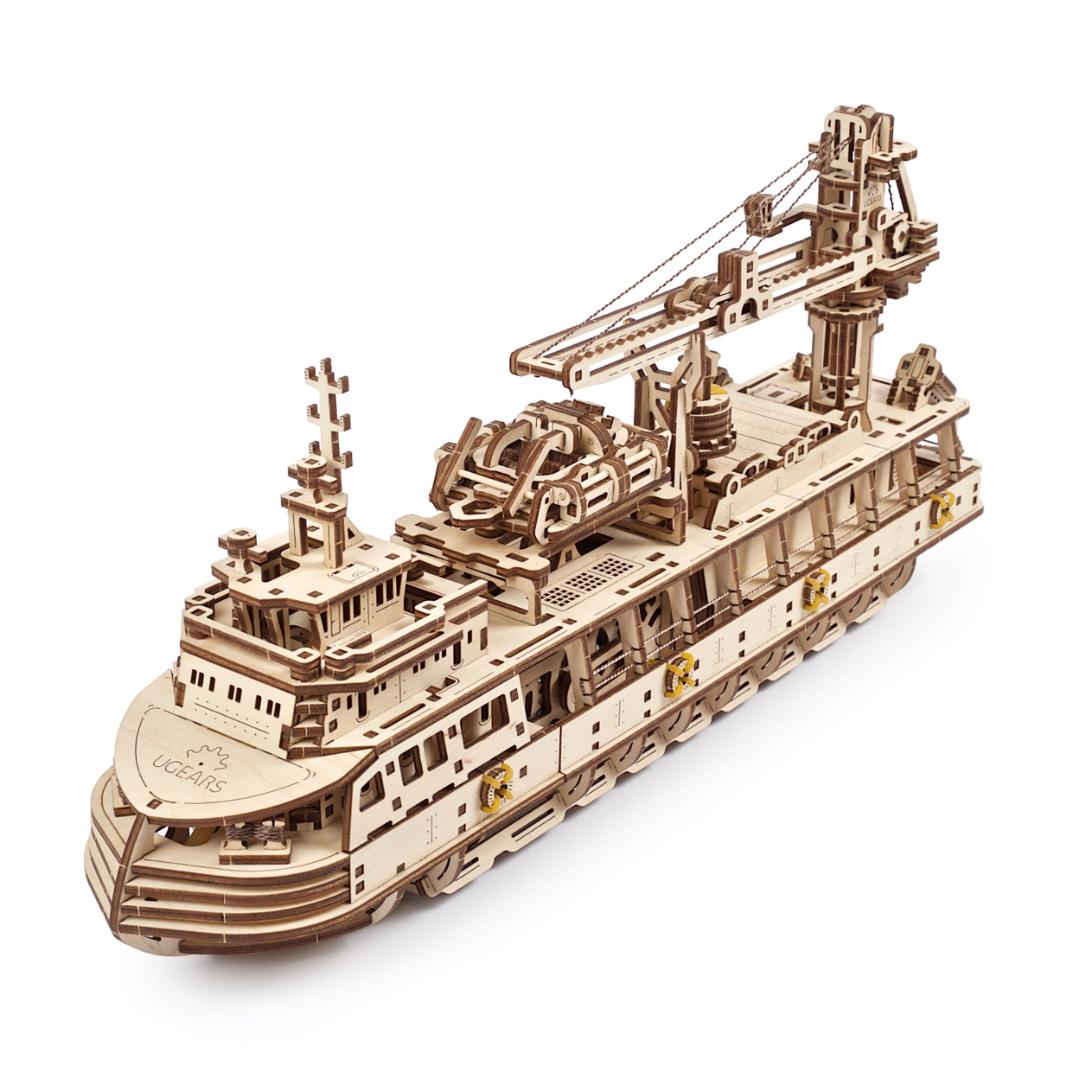 ugears-research-vessel-modello-meccanico-in-legno-3d-nave-da-ricerca image 3