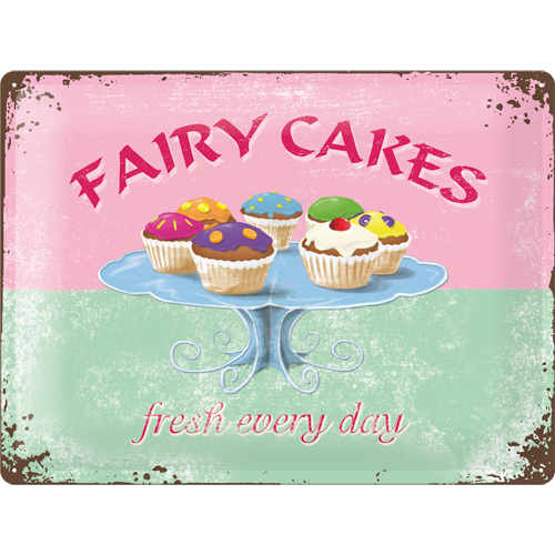 nostalgic-art-fairy-cakes-fresh-every-day-targa-in-metallo-30x40-cm image 1
