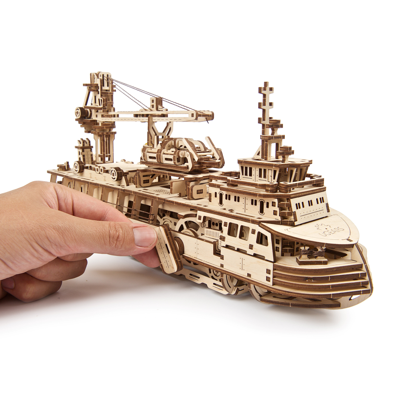 ugears-research-vessel-modello-meccanico-in-legno-3d-nave-da-ricerca image 4