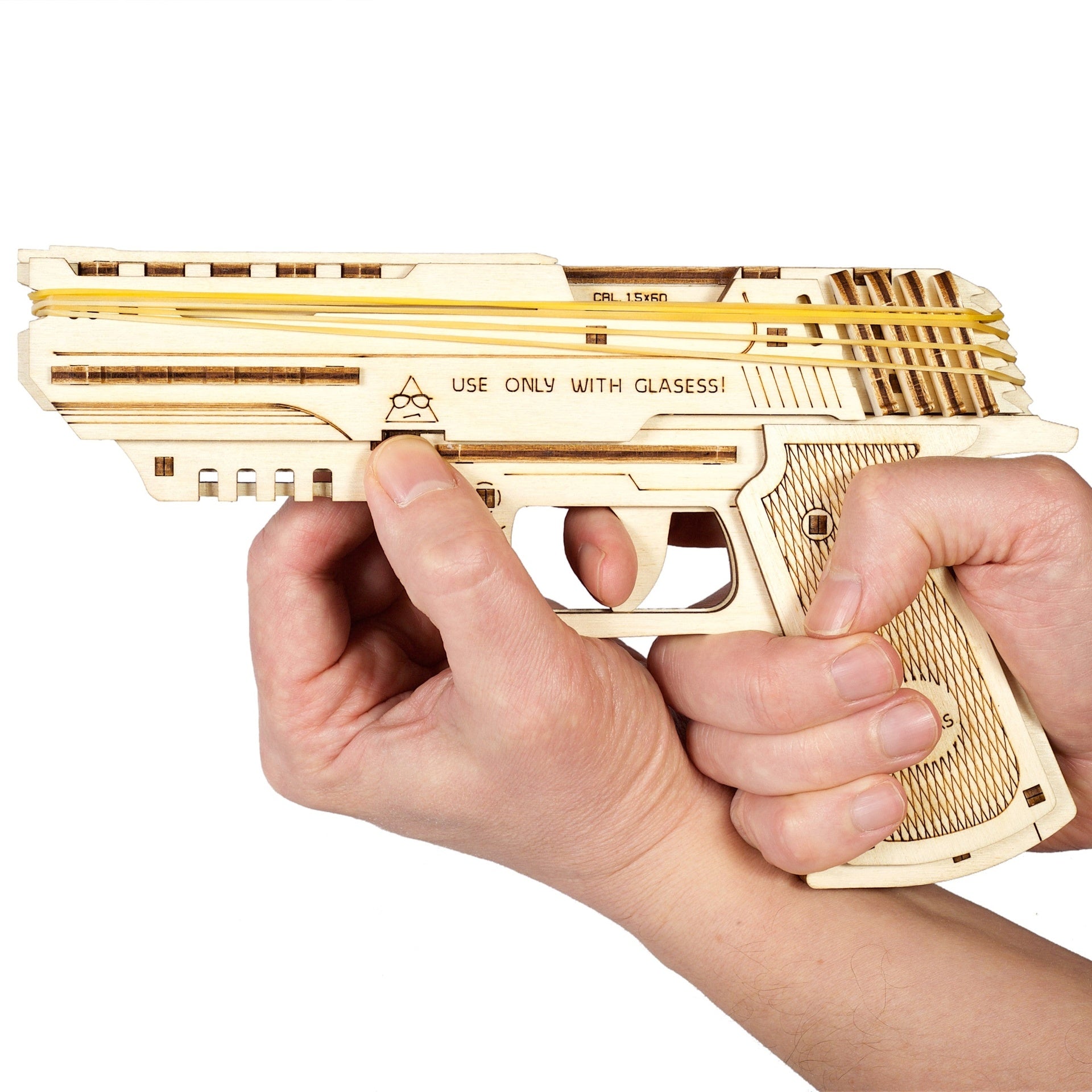 ugears-wolf-01-handgun-pistola-meccanica-in-legno-con-elastici-easy-gears image 4