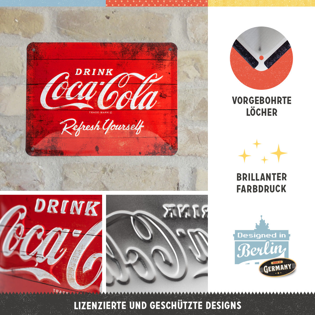 nostalgic-art-coca-cola-logo-red-refresh-yourself-targa-in-metallo-15x20-cm image 2