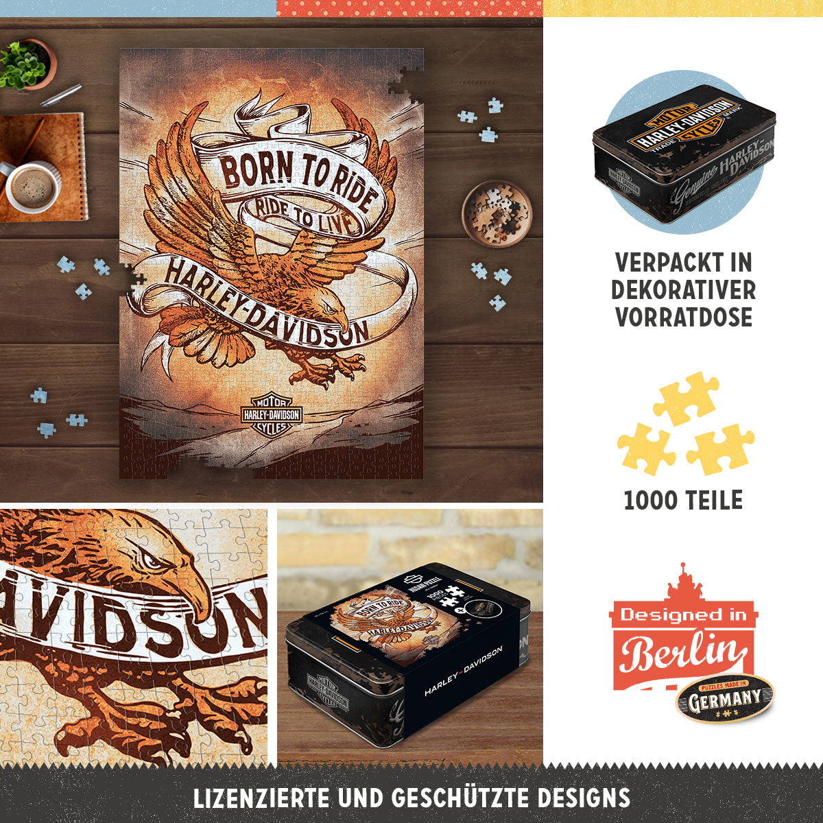 nostalgic-art-puzzle-harley-davidson-born-to-ride-eagle-1-da-1000-pezzi-in-scato image 3