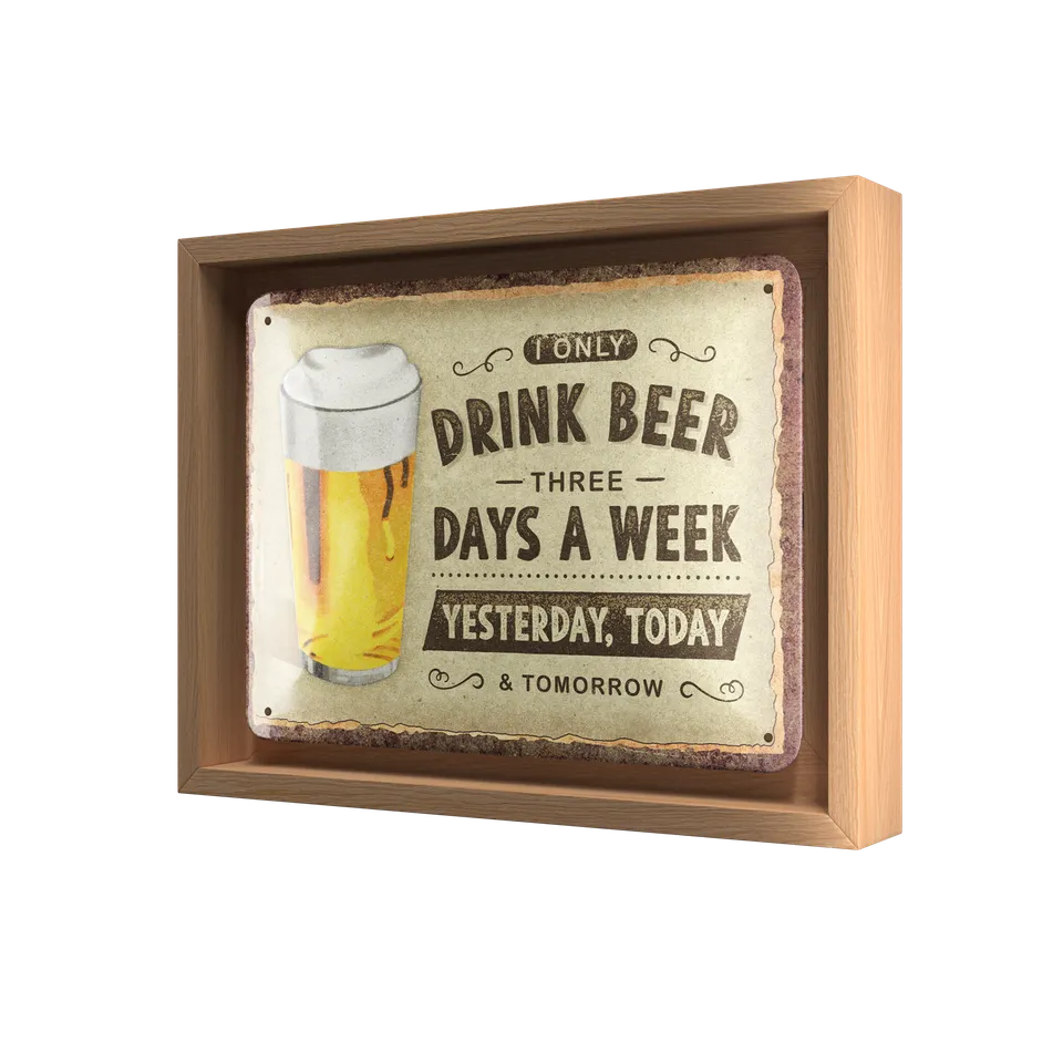 nostalgic-art-drink-beer-three-days-n-frame-s-targa-in-metallo-con-cornice image 1