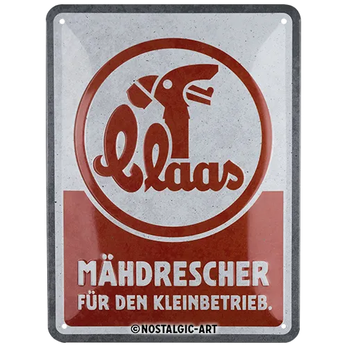 nostalgic-art-claas-m-hdrescher-targa-in-metallo-15x20-cm-2 image 1