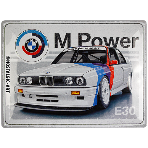 nostalgic-art-bmw-motorsport-m-power-e30-targa-in-metallo-30x40-cm image 2
