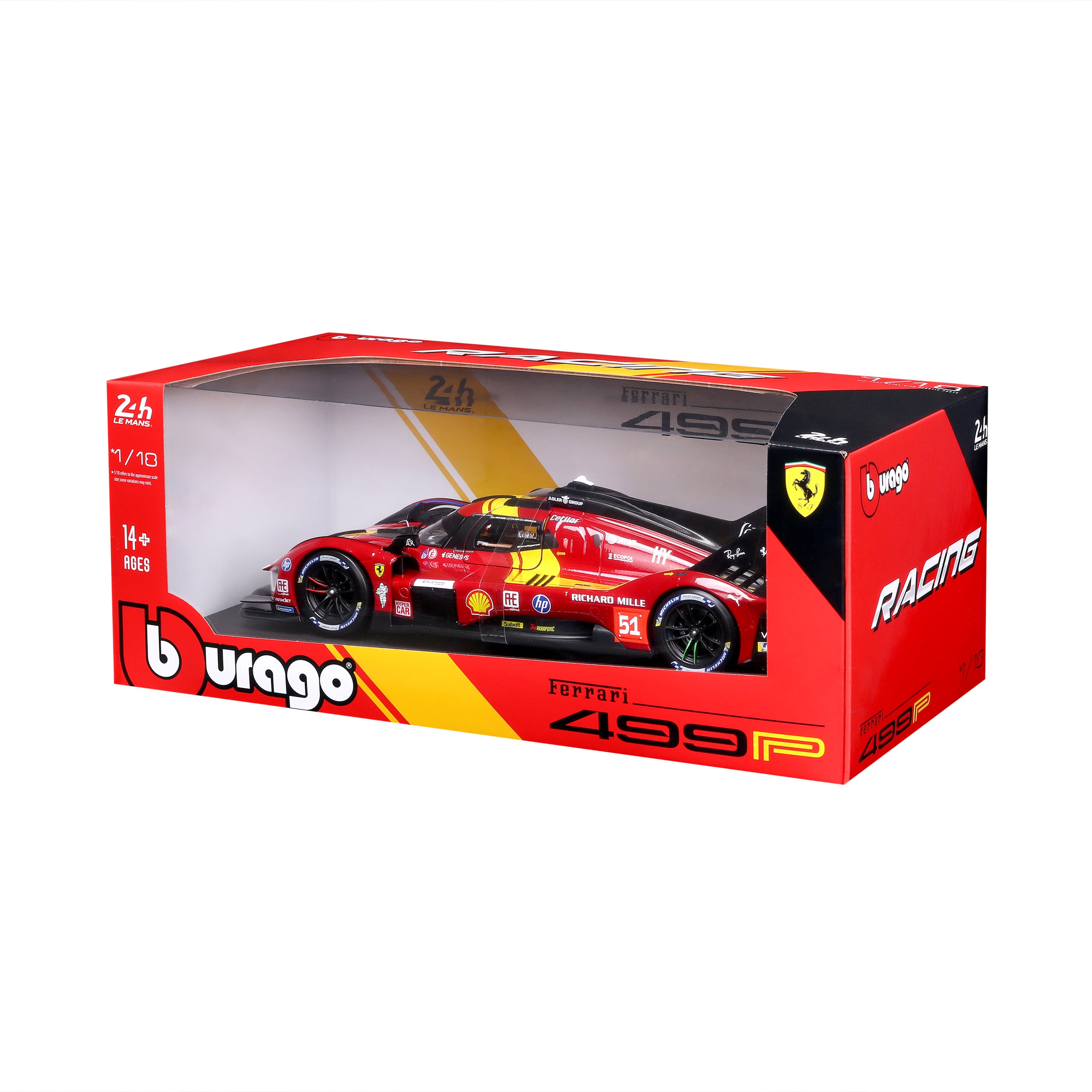 bburago-ferrari-499p-24h-lmh-hypercar-2025-n-51-1-18-modellino-diecast image 7
