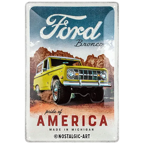 nostalgic-art-ford-bronco-pride-of-america-targa-in-metallo-20x30-cm image 1