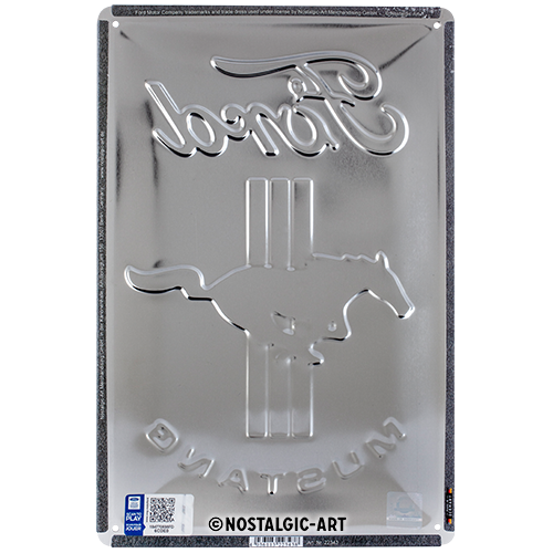 nostalgic-art-ford-mustang-horse-stripes-logo-insegna-metallo-20x30-cm image 3