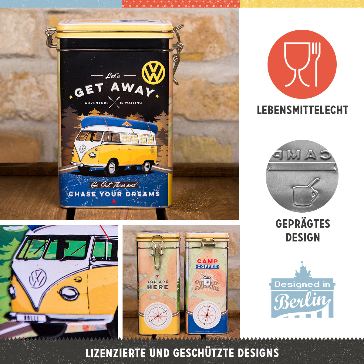 nostalgic-art-vw-bulli-let-s-get-away-scatola-metallo-clip-top-7-5x11x17-5-cm image 2