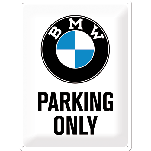 nostalgic-art-bmw-parking-only-white-targa-metallo-30x40-cm image 1