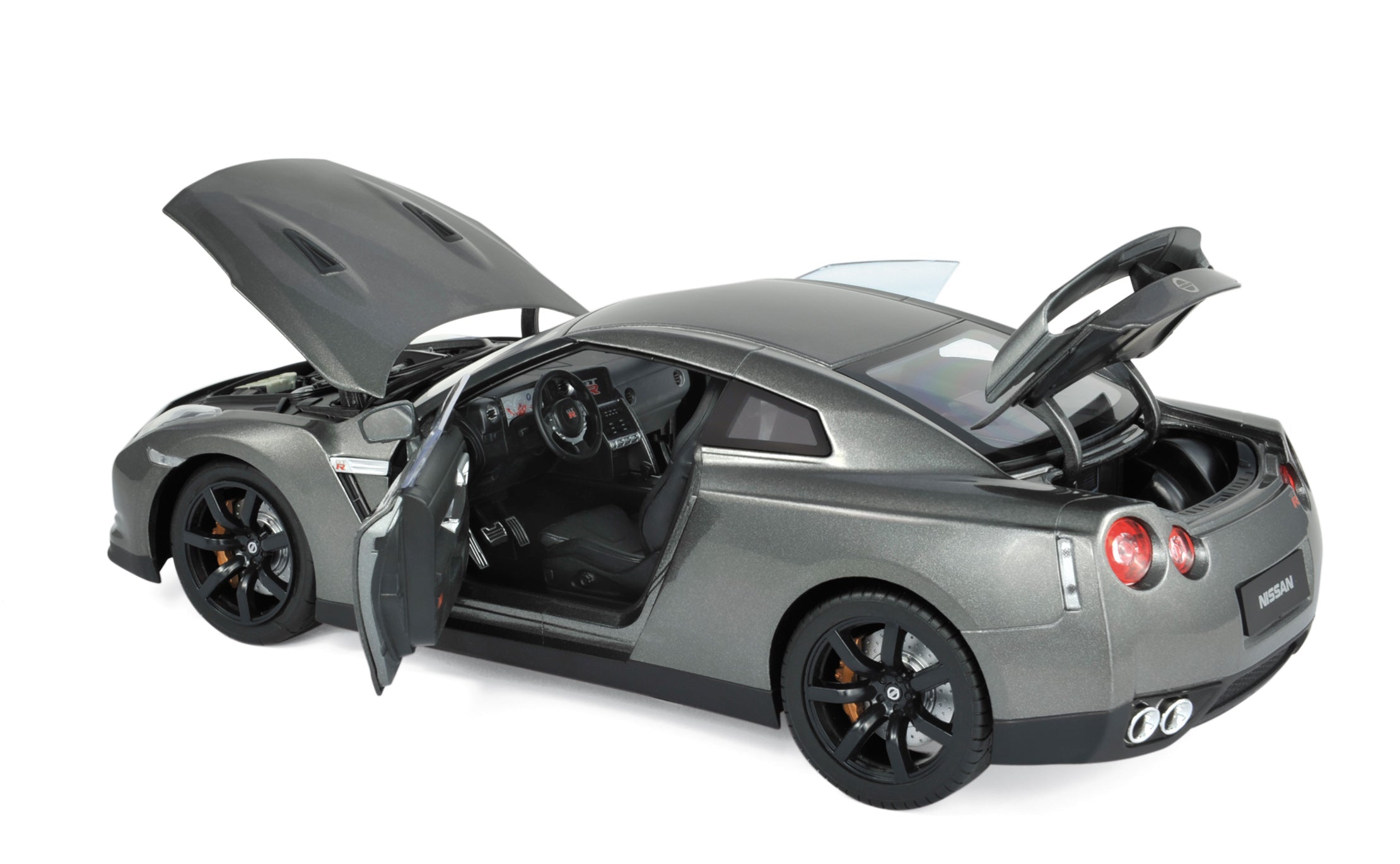 norev-nissan-gtr-r-35-2008-modellino-auto-1-18-grigio-scuro-metallizzato image 2