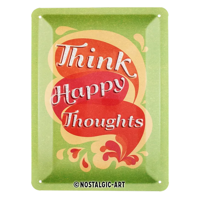 nostalgic-art-think-happy-thoughts-targa-in-metallo-15x20-cm image 1