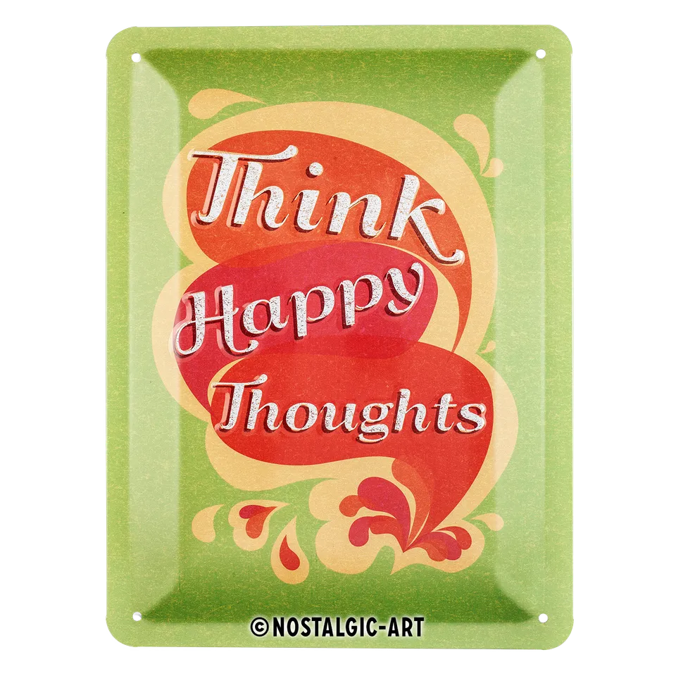 nostalgic-art-think-happy-thoughts-targa-in-metallo-15x20-cm image 1