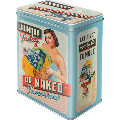 nostalgic-art-laundry-today-or-naked-tomorrow-scatola-metallo-l-3-l-10x14x20-cm image 1