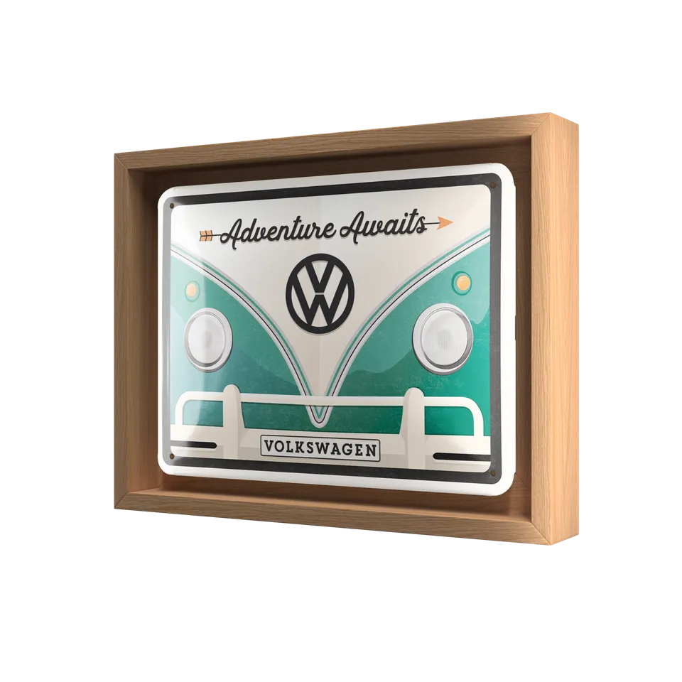 nostalgic-art-vw-bulli-adventure-awaits-cornice-n-frame-s-edition-18-5x24-cm image 1