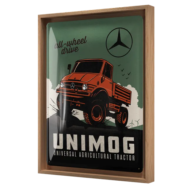 nostalgic-art-daimler-truck-unimog-cornice-n-frame-l-edition-33-5x44-cm image 1
