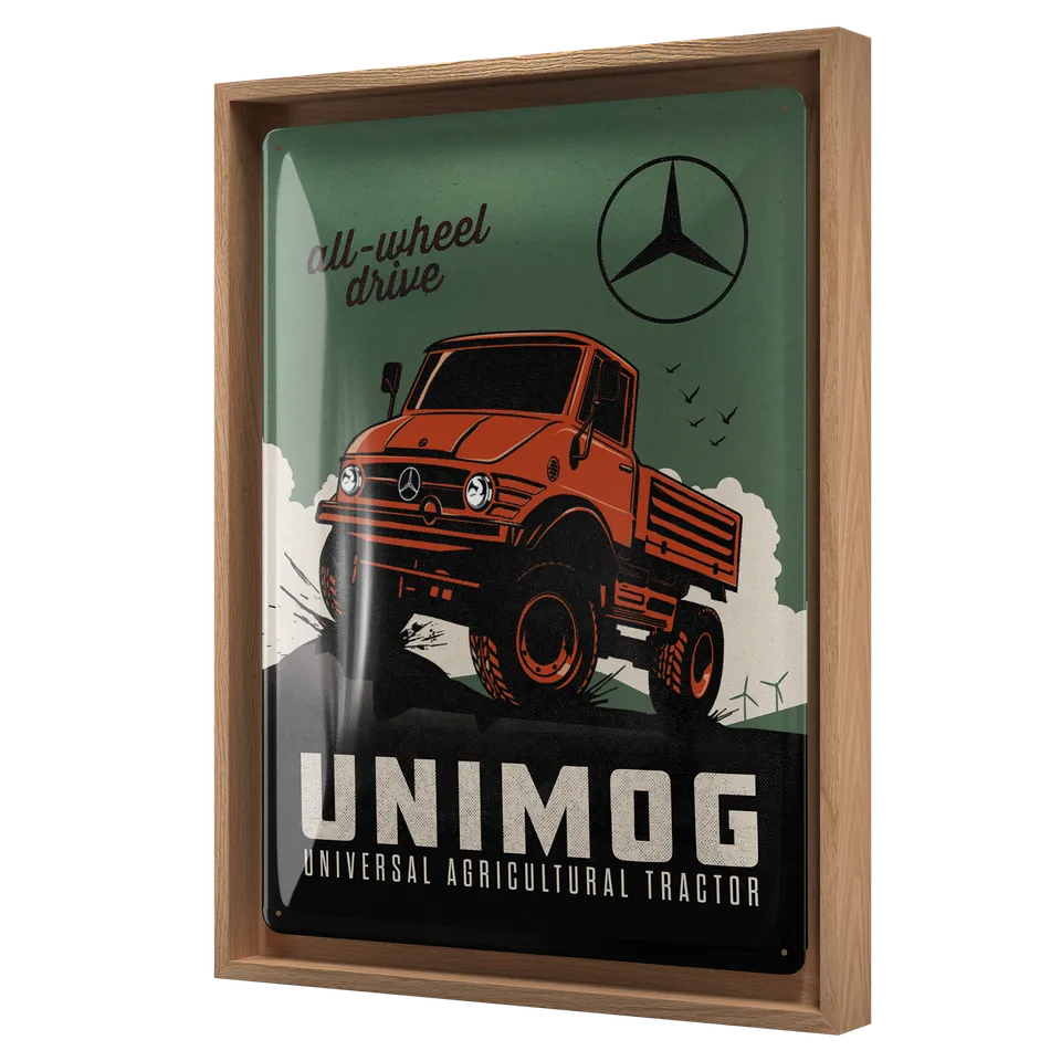 nostalgic-art-daimler-truck-unimog-cornice-n-frame-l-edition-33-5x44-cm image 1