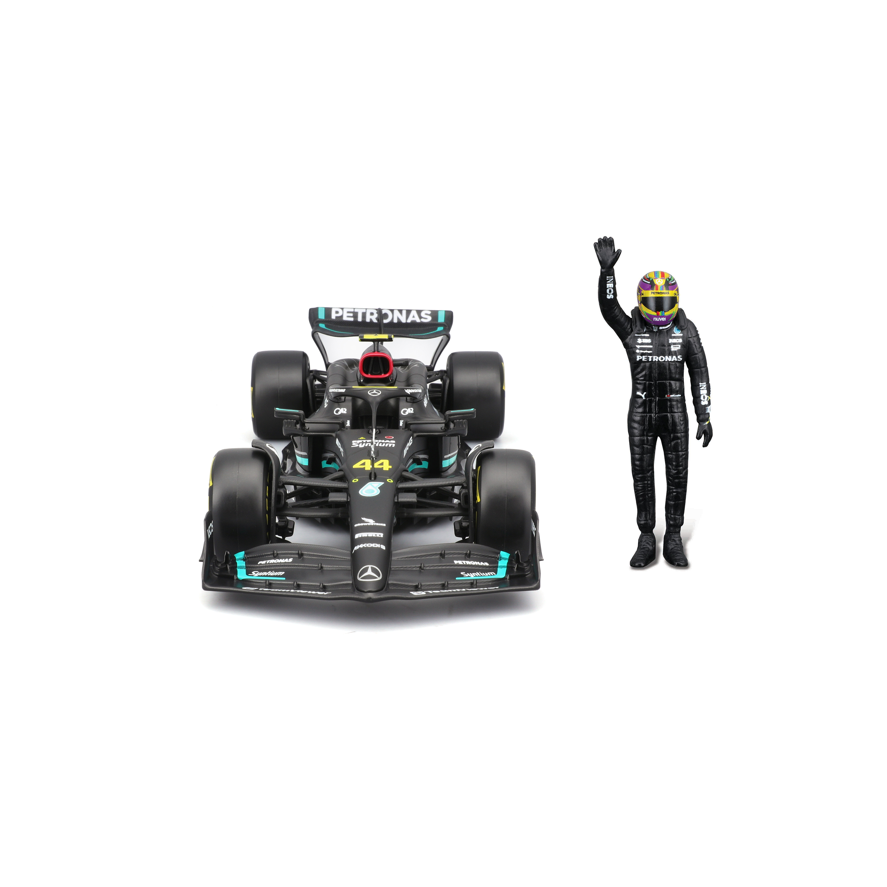 bburago-mercedes-w14-e-performance-44-lewis-hamilton-f1-2023-1-24-con-pilota image 5