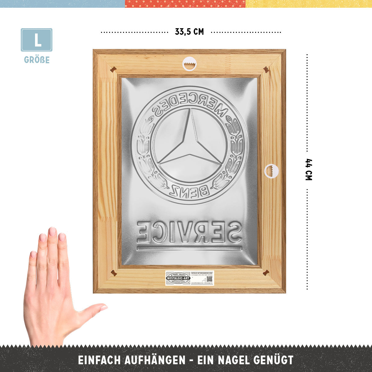 nostalgic-art-mercedes-benz-service-emblem-blue-n-frame-l-edition-33-5x44-cm image 2